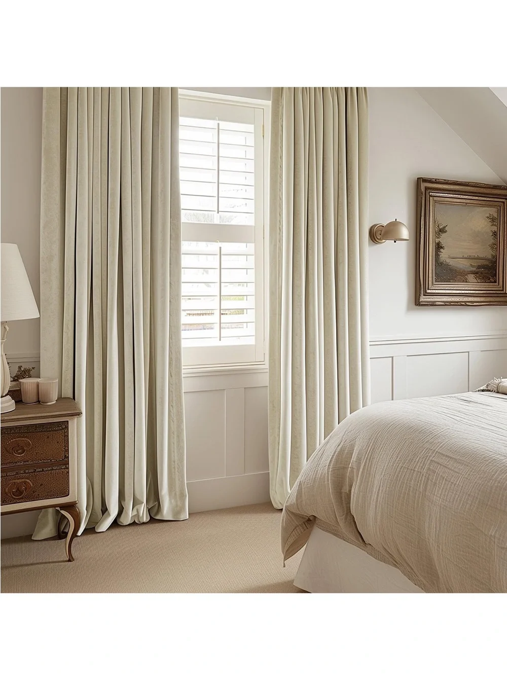 HPD Heritage Plush Velvet Curtain Au Lait Creme 50”W x 84”L